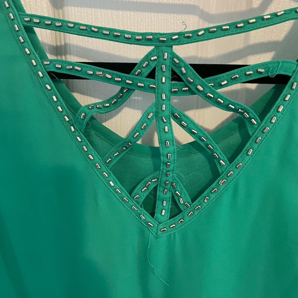 Green Mini Dress with sequin & fun back detail